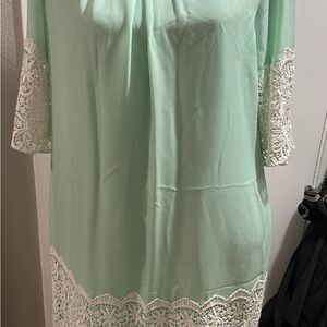 Gianni bini Mint Green Dress with Lace Trim